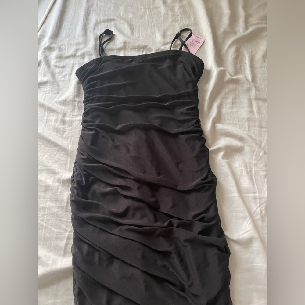 Elegant Black Ruched Dress